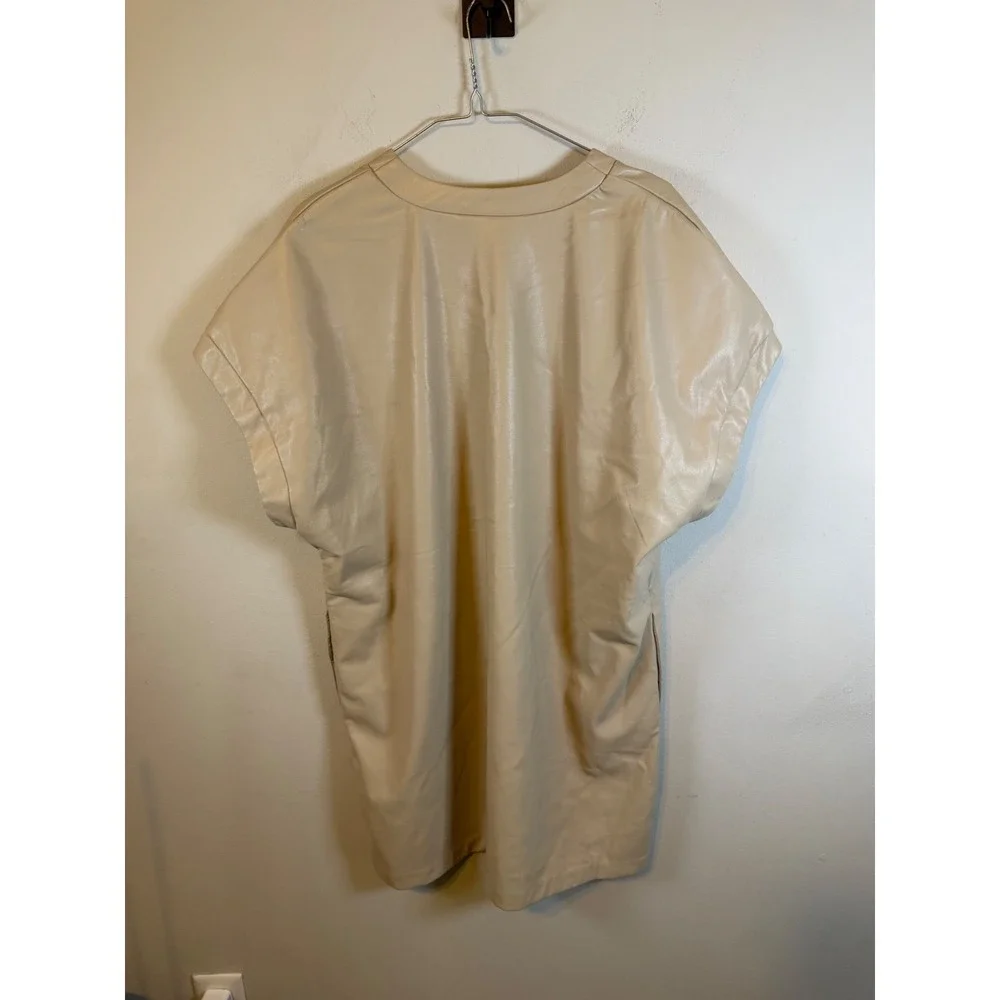 Badgley Mischka Womens Dress Faux Leather Beige L